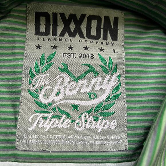 Dixxon The Benny Triple Stripe Green Short Sleeve Shirt Size L Button Up - Picture 2 of 9